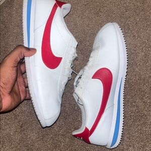 White, red and blue Nike cortezes  Sneakers with Red Swoosh